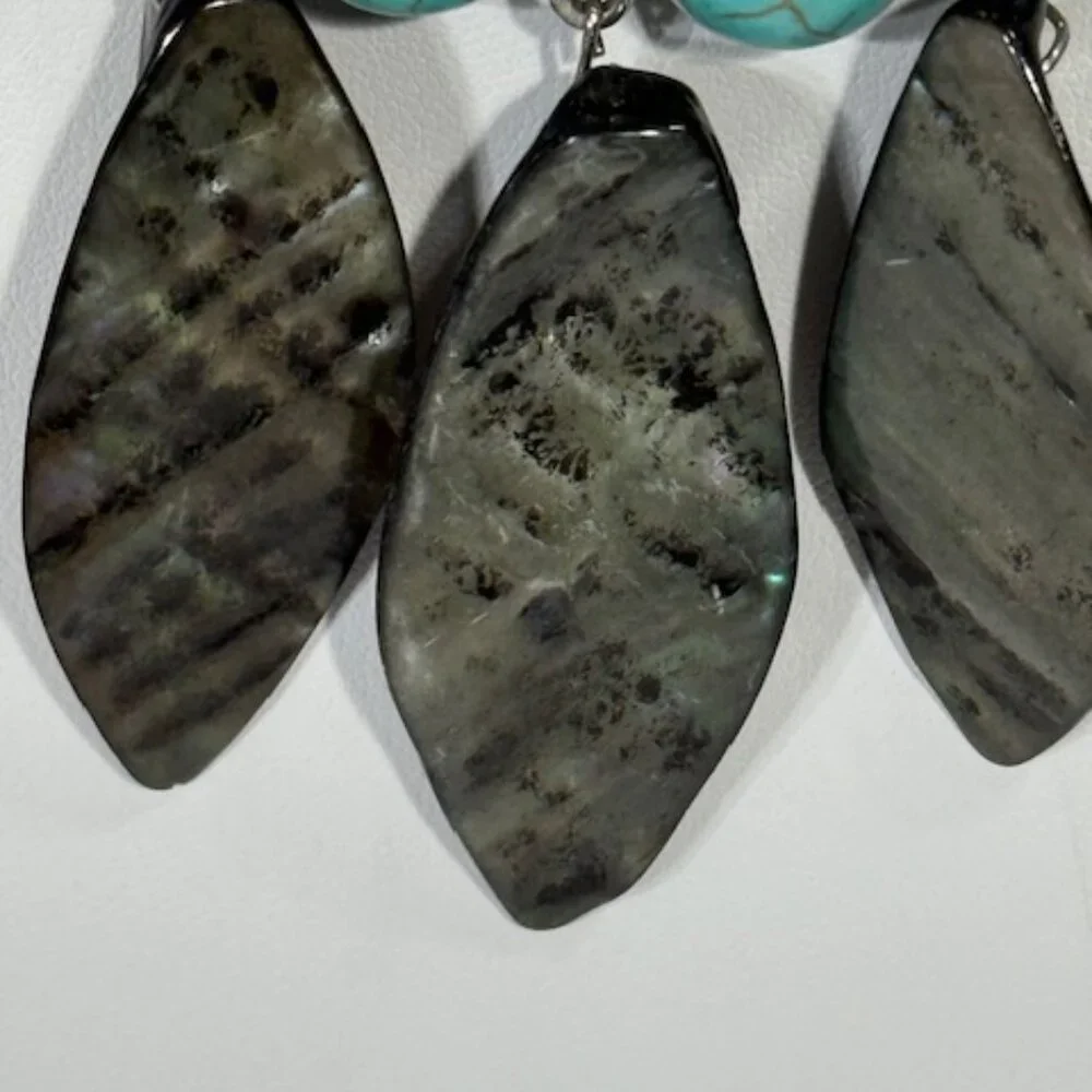 Silver-tone and turquoise-colored 18